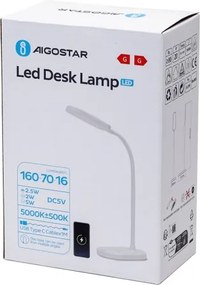 Lampă LED dimabilă de masă cu funcție de încărcare fără fir Aigostar LED/2,5W/5V alb