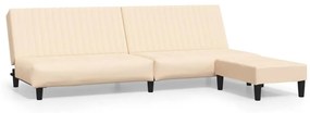 3081863 vidaXL Canapea extensibilă cu taburet, 2 locuri, crem, catifea