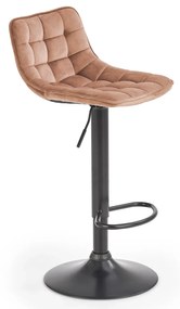 Scaun de bar cu picior negru MALIBU VELVET, bej