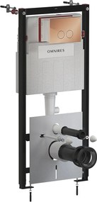 Set rezervor WC cu cadru Omnires StrongFrame cu spalare ECO si clapeta Minimal cupru periat