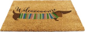 Covoraș de intrare din fibre de nucă de cocos 40x60 cm Welcome Sausage Dog – Artsy Doormats