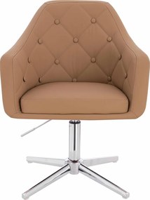 HR831CROSS Scaun Caramel Piele Ecologica Premium Soft cu Bază Cromata