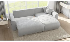 Colțar gri deschis cu tapițerie din catifea (cu colț variabil) Lorine – Ropez