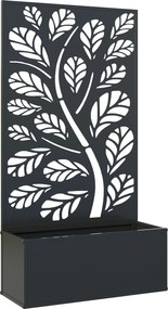 Outsunny Jardinieră cu spalier cu model crenguțe și frunze, cuvă pentru flori, pentru plante cățărătoare, metal 61 x 23 x 113 cm negru | Aosom Romania