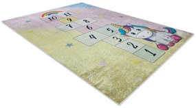 BAMBINO 54060 covor lavabil Inorog, hopscotch pentru copii anti-alunecare - roz / galben