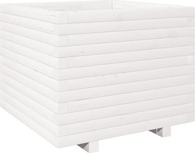 vidaXL Jardinieră de grădină, alb, 60x60x49,5 cm, lemn masiv de pin