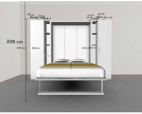 Set pat rabatabil dublu si 2 dulapuri Royal Single Wardrobe (50 cm) - Royal SMALL Wardrobe SET (150X200)