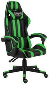 vidaXL Scaun de racing, negru și verde, piele ecologică