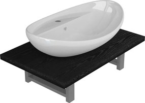 vidaXL Set mobilier de baie, 2 piese, negru, ceramică