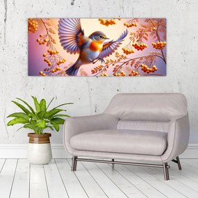 Tablou - Pasăre cu scoruș (120x50 cm)