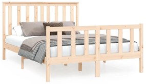 3188206 vidaXL Cadru de pat cu tăblie, 140x200 cm, lemn masiv de pin