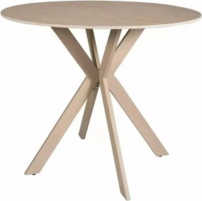 Masa rotunda de sufragerie TALIA 90 cm cu blat din ceramică tip travertin, bej
