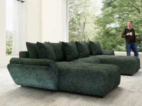 Colțar extensibil dumonde cu ladă de depozitare si sezut confortabil din spuma high-density, Berlin U Euphoria Verde 380x180 cm