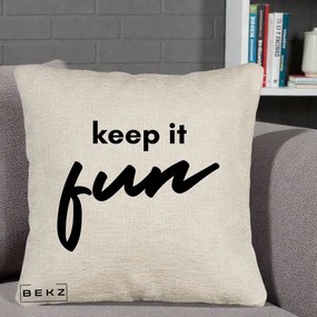 Perna Decorativa Keep It Fun, 40x40 cm, Bej Canapea, Husa Detasabila, Perna Inclusa, BEKZ®