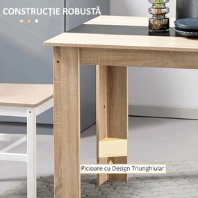 HOMCOM Masă de Dining pentru 4-6 Persoane, Masă de Bucătărie Modernă din Lemn, 120x69x75 cm, Lemn Natural | Aosom Romania