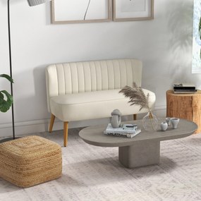 HOMCOM Canapea de 2 locuri, căptușeală moale, husă ușor de întreținut, până la 150 kg, 117 x 56,5 x 77 cm, crem | Aosom Romania