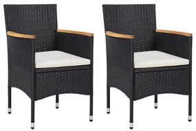 Set mobilier gradina, 3 piese, negru, poliratan si lemn acacia negru si maro, 3