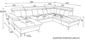 Canapea colțar extensibilă cu spațiu depozitare, model CATANIA, maro, dreapta