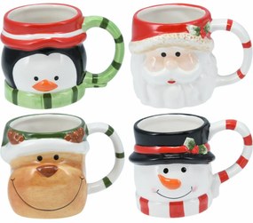 Set de 4 căni ceramice de Crăciun 250–280 ml