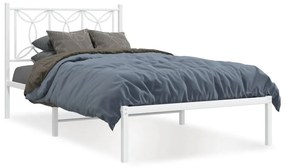 376171 vidaXL Cadru de pat metalic cu tăblie, alb, 100x190 cm