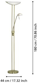 Lampadar în culoarea bronz cu abajur din sticlă (înălțime 180 cm) BAYA – EGLO