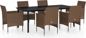 vidaXL Set de servit masa pentru grădină, 7 piese, maro și negru
