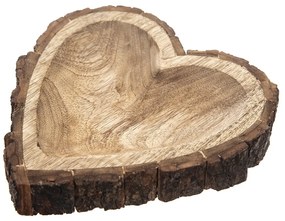Tavă decorativă InDecor din lemn de mango cuscoarță Inimă, 22 x 22 x 3 cm