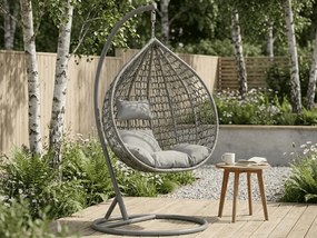 Scaun suspendat gri KOKON cu suport, perna deschisa