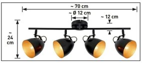 Lustra cu 4 spoturi metal negru LASABEZ