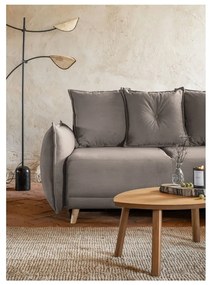 Colțar maro deschis extensibil cu tapițerie din catifea reiată (colț variabil) Lazy Lukka – Miuform