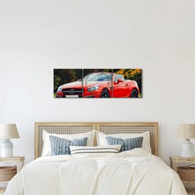 Tablou - Mercedes roșu (cu ceas) (90x30 cm)