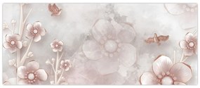 Tablou - Flori roz (120x50 cm)