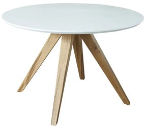 Set Masa Rotunda Cu 6 Scaune Demi New, Alb Si Natur
