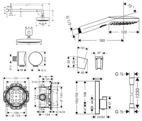 Sistem de dus incastrat cu termostat, Raindance Select E Hansgrohe, crom, 27296000