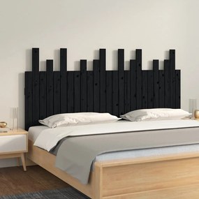 824802 vidaXL Tăblie de pat pentru perete negru 159,5x3x80 cm lemn masiv pin