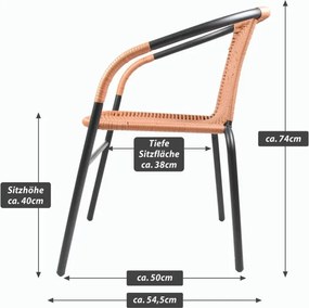 Sada de scaune de grădină stivuibile, în culorile gri/petrec