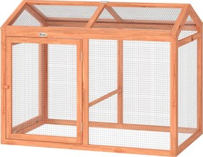 PawHut Coteț pentru găini adăpost exterior cu tijă pentru odihnă și uși duble, din lemn și metal, pentru 2 găini, 104 x 70,5 x 84 cm Portocaliu | Aosom Romania