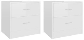 801048 vidaXL Noptiere, 2 buc., alb extralucios, 40x30x40 cm, lemn prelucrat