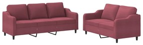 3201840 vidaXL Set canapea cu perne, 2 piese, roșu vin, material textil