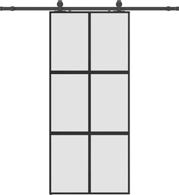vidaXL Ușă glisantă cu set feronerie neagră 90x205cm sticlă securizată