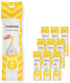 Saci de gunoi Brabantia PerfectFit Sort&Go/Touch 1005561, Dimensiune A , 3 L, 200 buc, Alb
