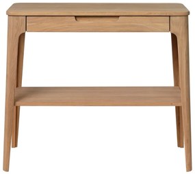 Măsuță tip consolă din lemn alb de stejar Unique Furniture Amalfi, 90 x 37 cm