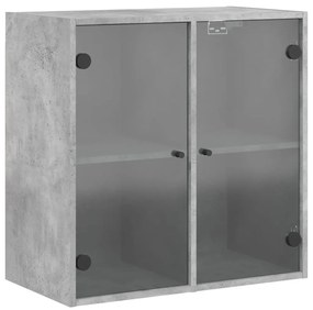 836493 vidaXL Dulap de perete cu uși din sticlă, gri beton, 68x37x68,5 cm