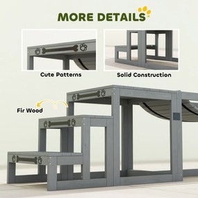 PawHut Set Agility pentru câini Set de 3 piese echipament Agility cu punte, scară, platformă, lemn de brad, 117 x 50 x 56 cm, Gri | Aosom Romania