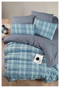 Lenjerie de pat albastră pentru pat dublu/canapea extinsă cu cearceaf inclus/cu 4 piese 200x220 cm Ekose – Mila Home