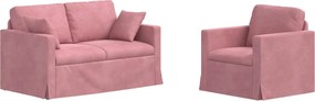 vidaXL Set de canapea 2 pcs Roz 138 x 78 x 80 cm Catifea
