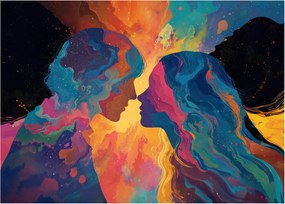 Tablou pe sticlă - Dragoste cosmică (70x50 cm)