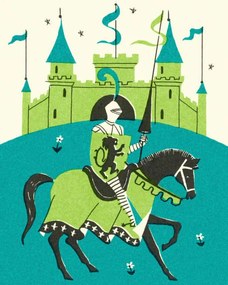 Ilustrație Medieval Castle and Knight, CSA-Printstock