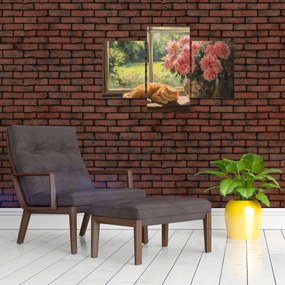 Tablou - Pisică la fereastră (90x60 cm)