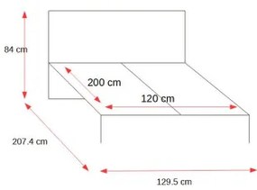 Pat Chicory, Stejar Riviera Si Alb Super Lucios, Dimensiune Saltea 120 x 200 Cm